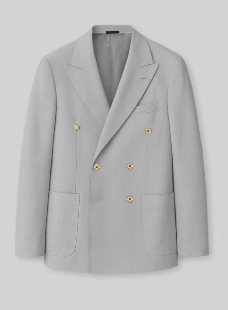 Light Gray Stretch Chino Double Breasted Jacket