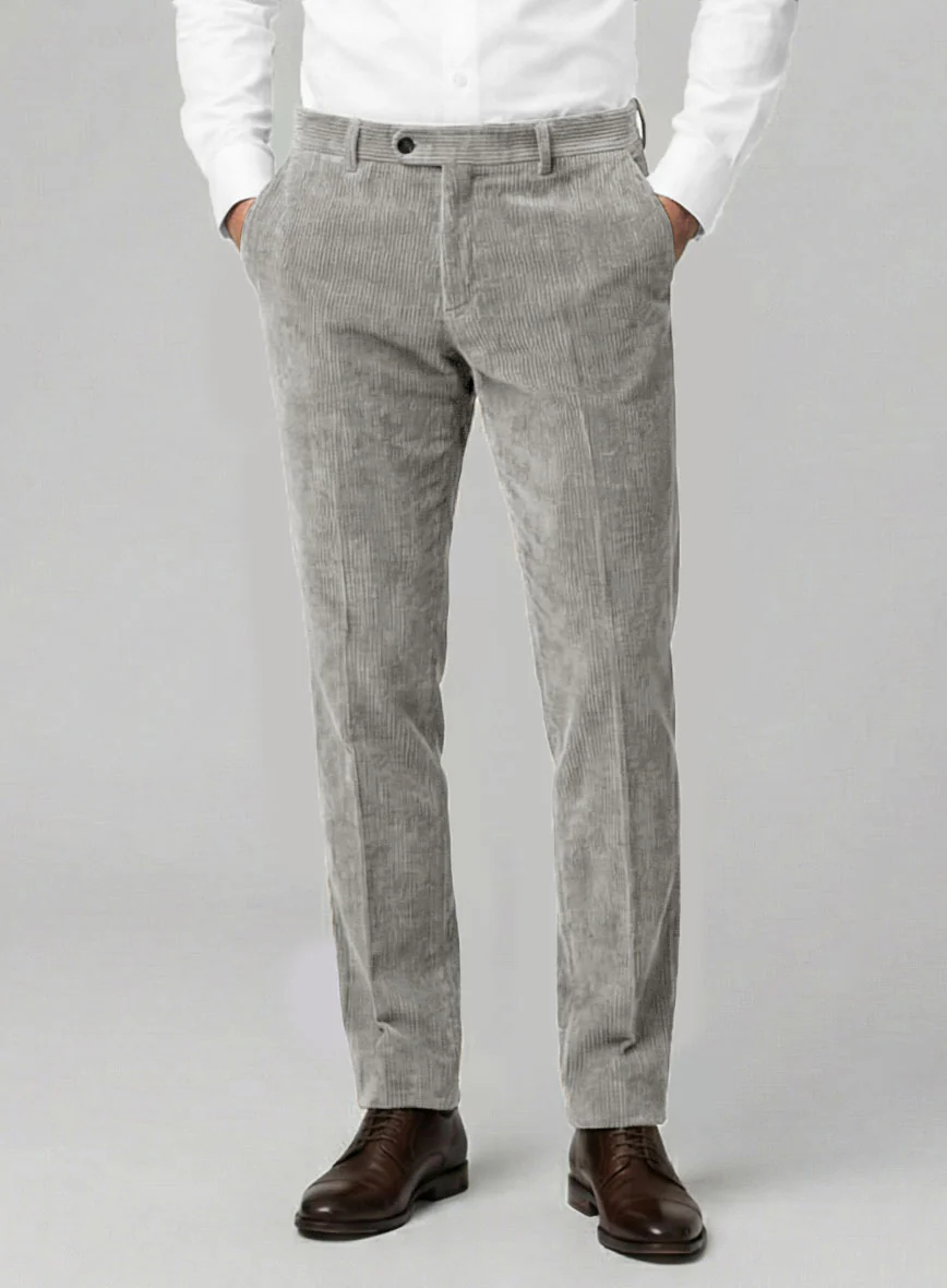 Light Gray Stretch Pin Corduroy Pants