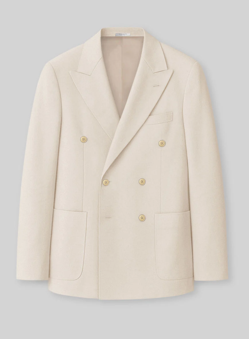 Light Khaki Stretch Chino Double Breasted Jacket
