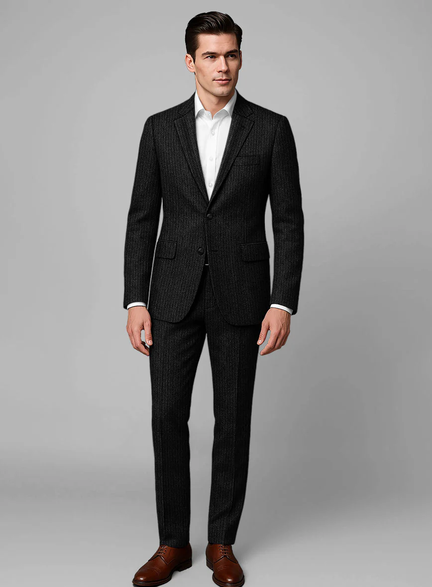 Light Weight Black Stripe Tweed Suit