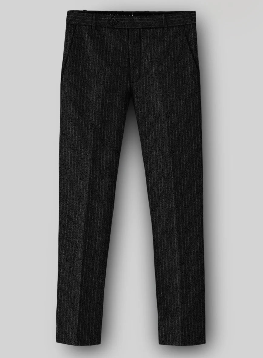 Light Weight Charcoal Stripe Tweed Pants