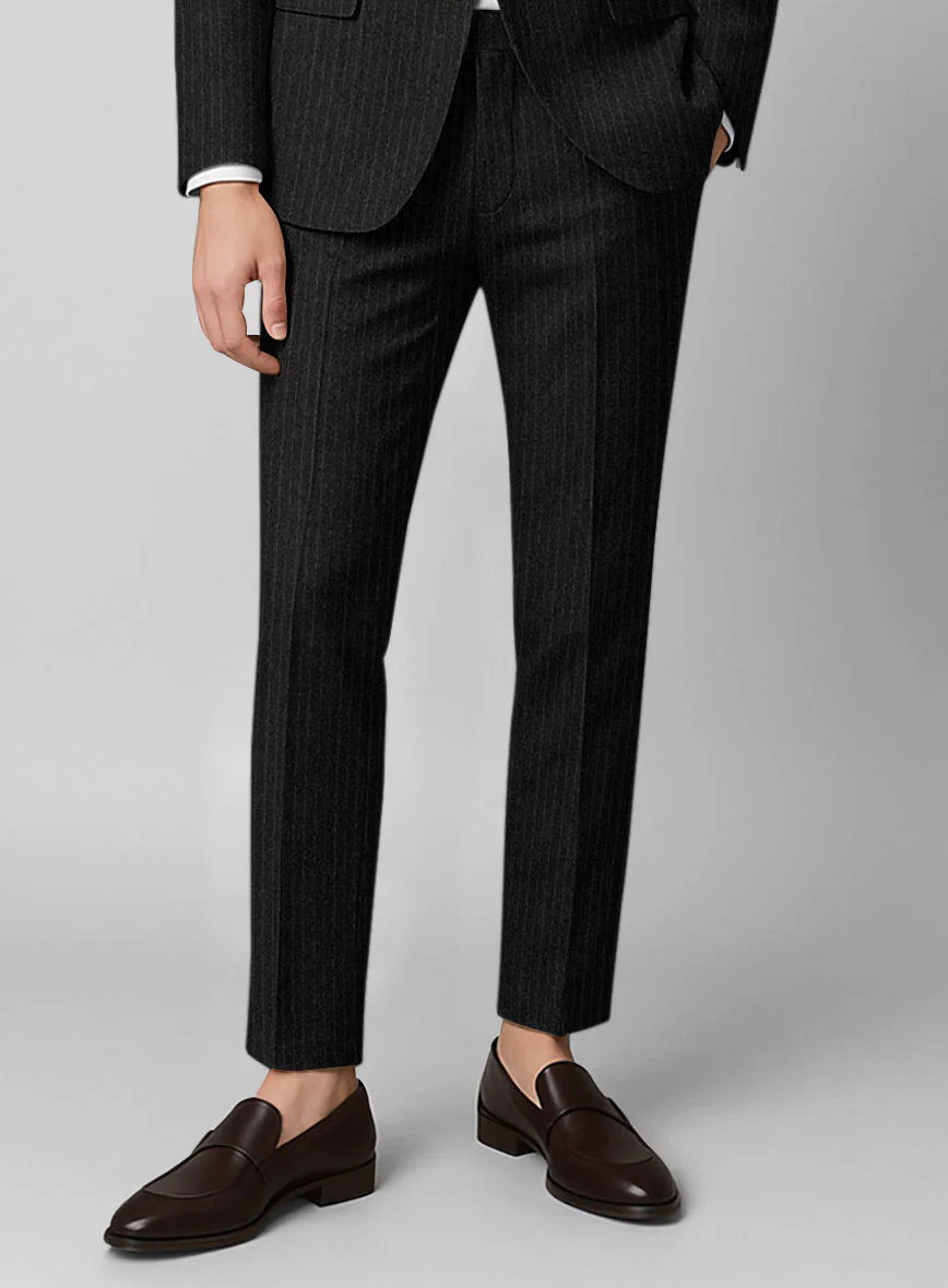 Light Weight Charcoal Stripe Tweed Pants - Image 2