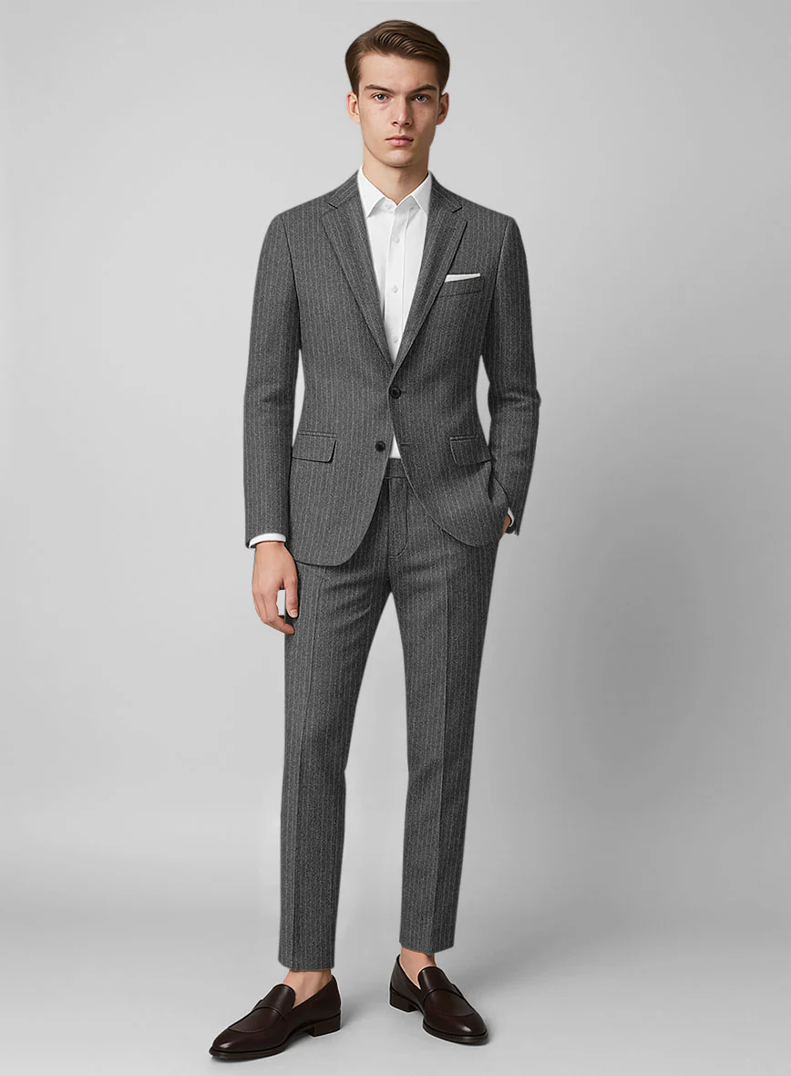 Light Weight Gray Stripe Tweed Suit
