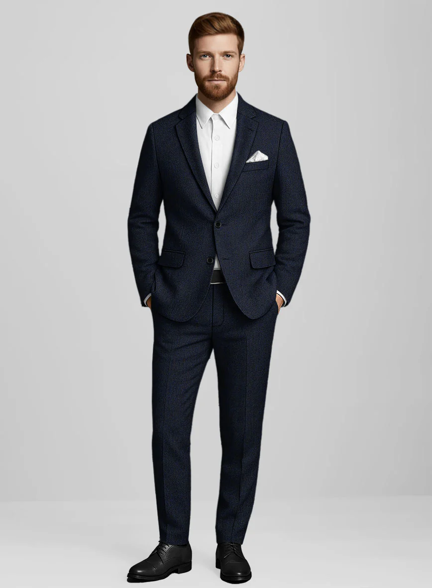 Light Weight Melange Dark Blue Tweed Suit