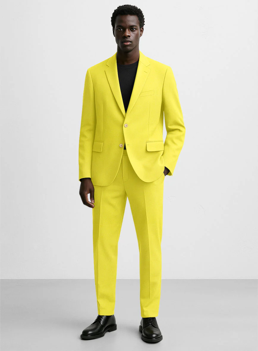 Lime Yellow Napoli Stretch Light Weight Cotton Suit