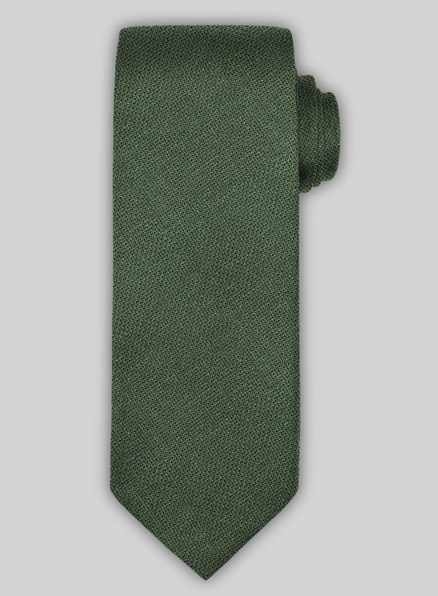 Linen Tie - Italian Prato Green Dobby