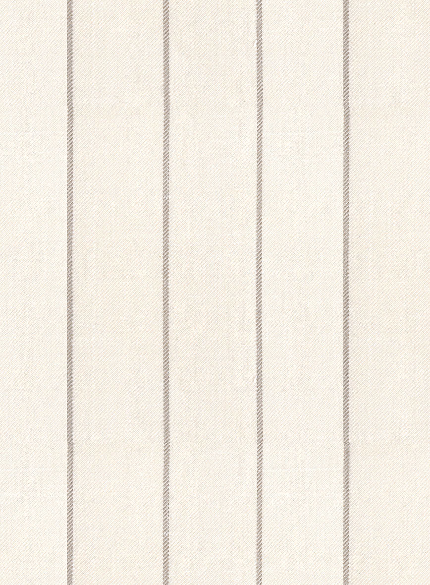 London Loom Beige Stripe Wool Silk Linen Pants - Image 3