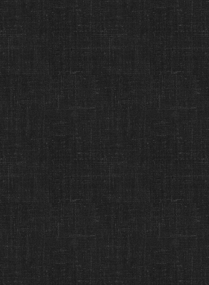 London Loom Black Twill Wool Silk Linen Suit - Image 8