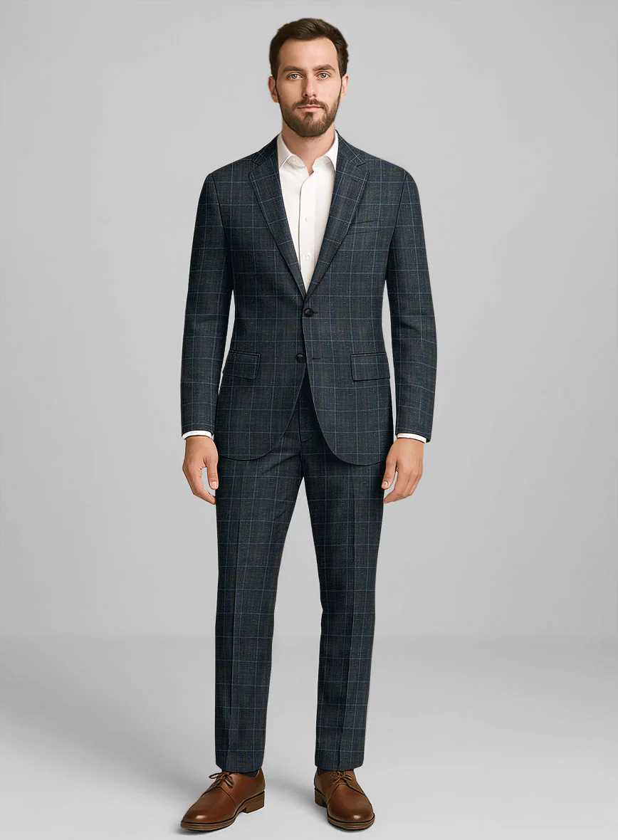 London Loom Blue Check Zervin Wool Suit