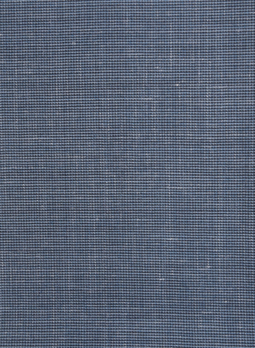 London Loom Blue Nailhead Wool Silk Linen Pants - Image 3