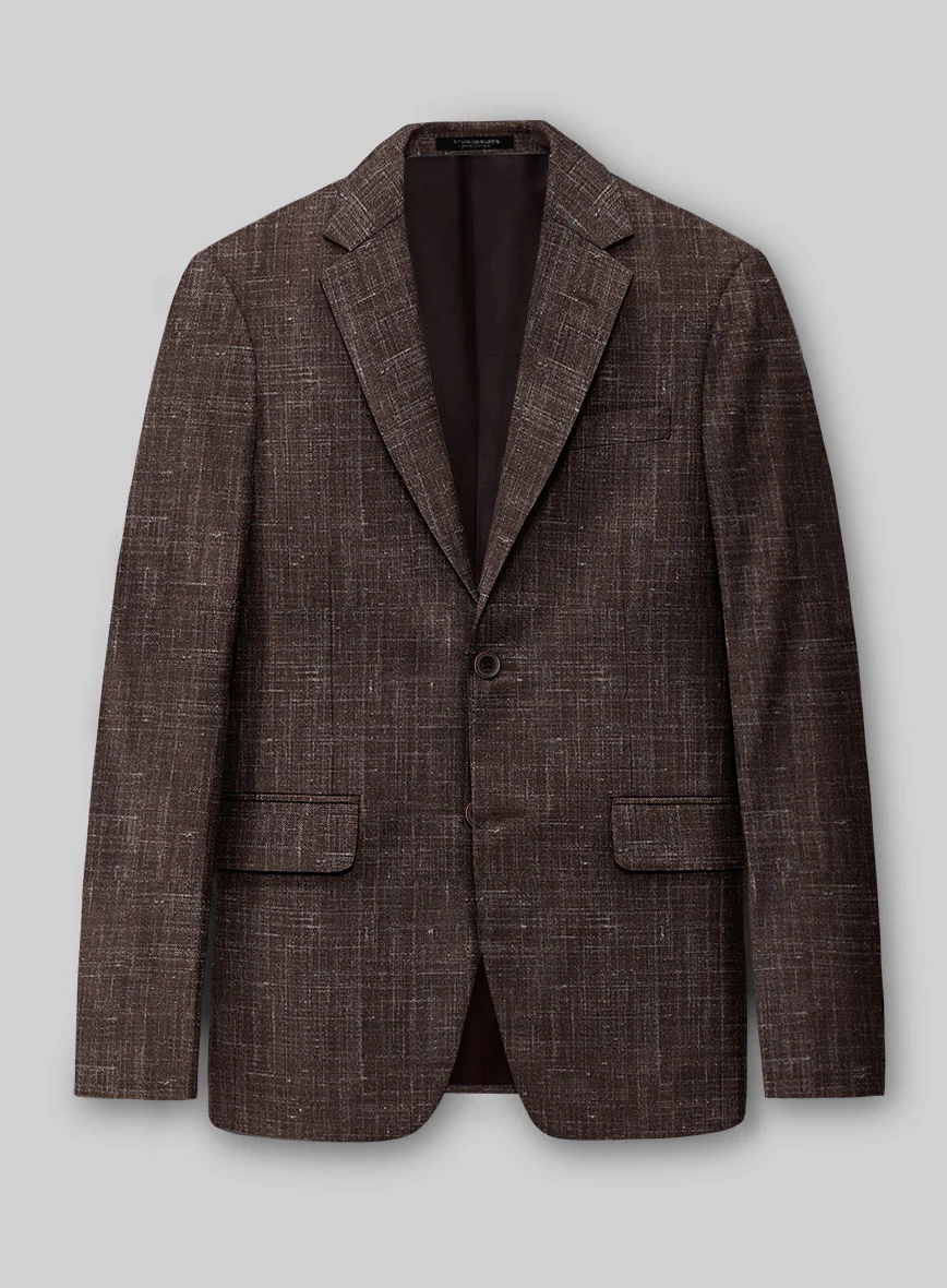 London Loom Brown Gionel Wool Linen Jacket
