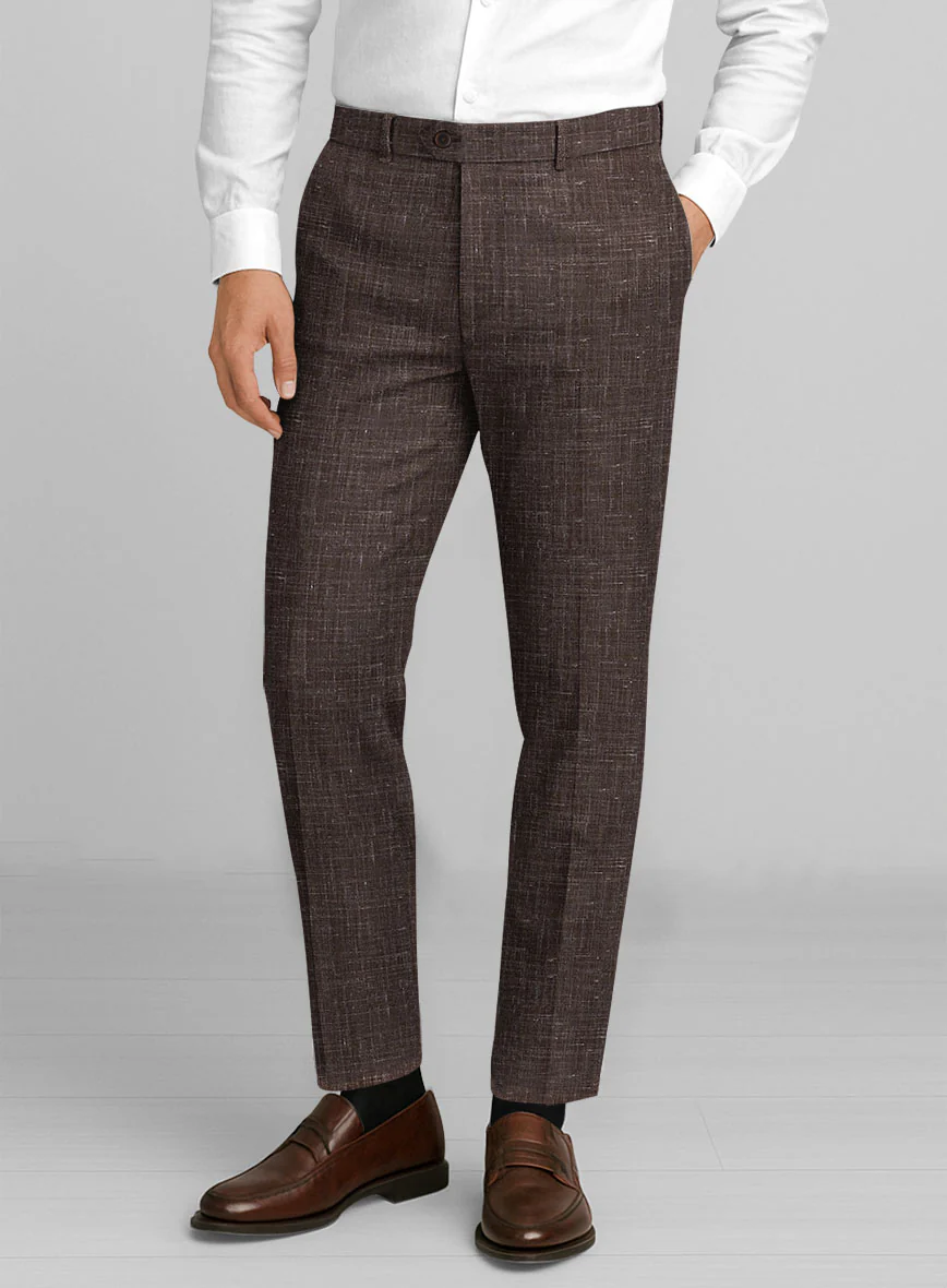 London Loom Brown Gionel Wool Linen Pants