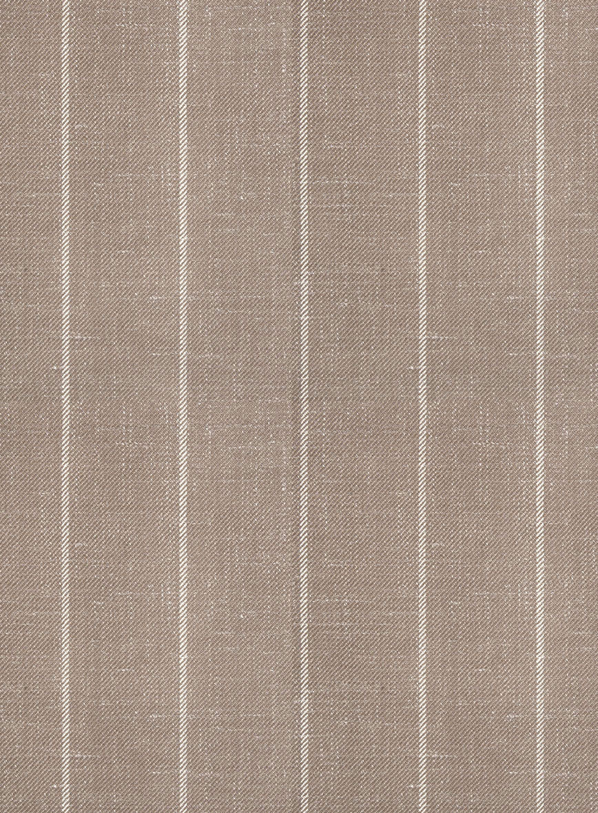 London Loom Brown Stripe Wool Silk Linen Suit - Image 8