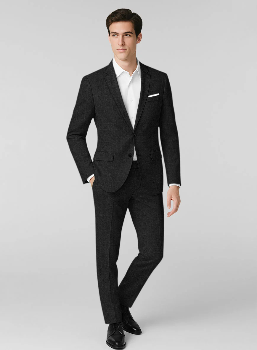 London Loom Corvello Black Wool Suit