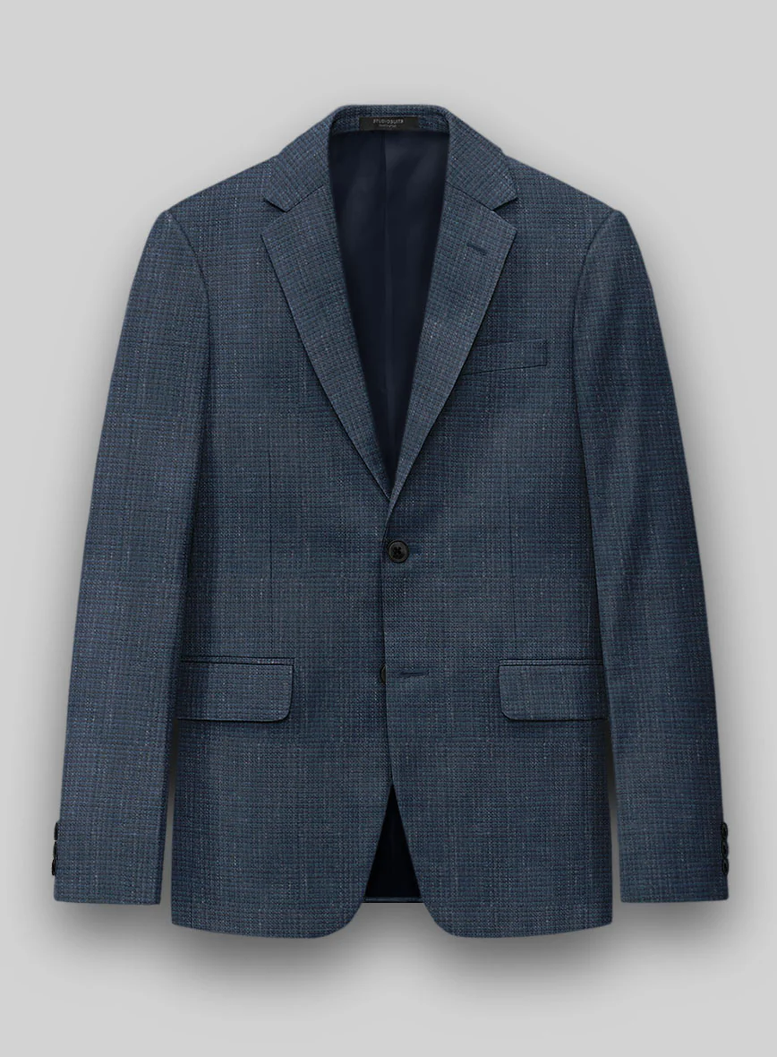 London Loom Dark Blue Abelardo Wool Silk Linen Jacket