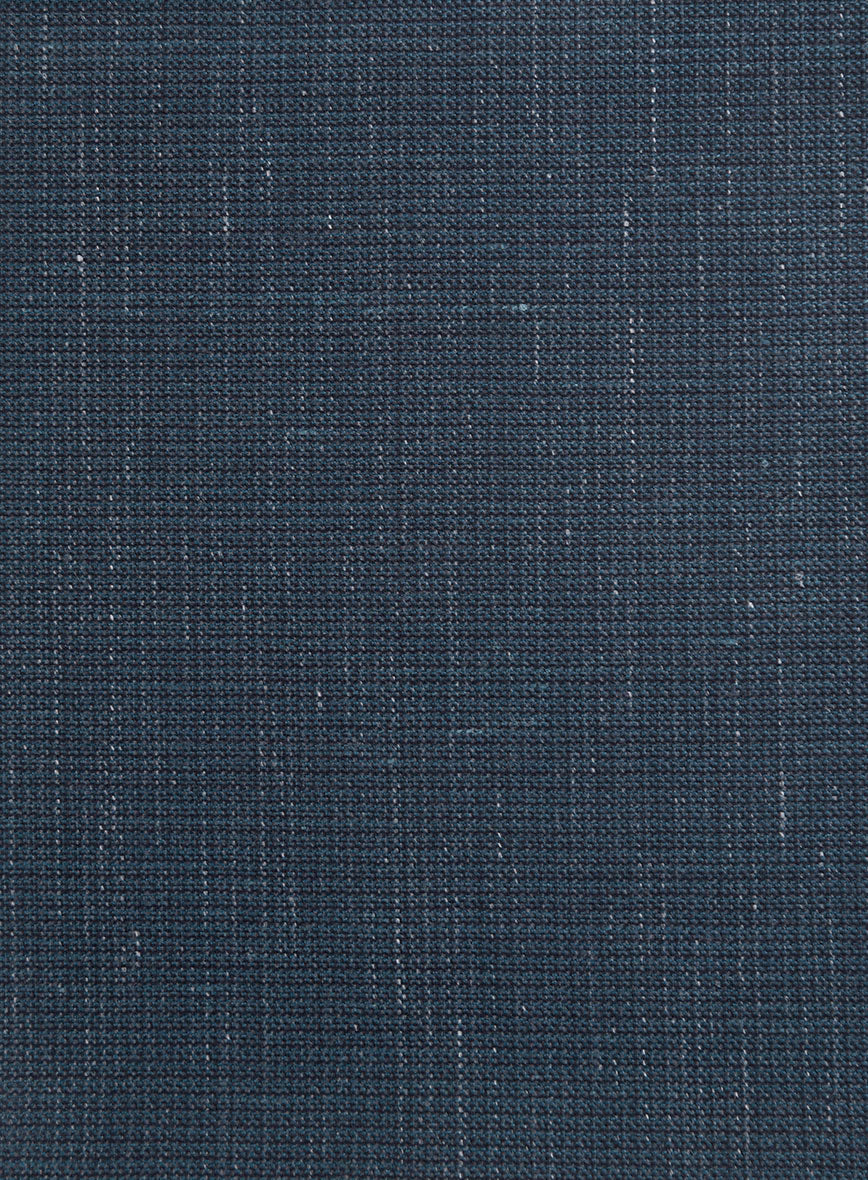 London Loom Dark Blue Abelardo Wool Silk Linen Pants - Image 3
