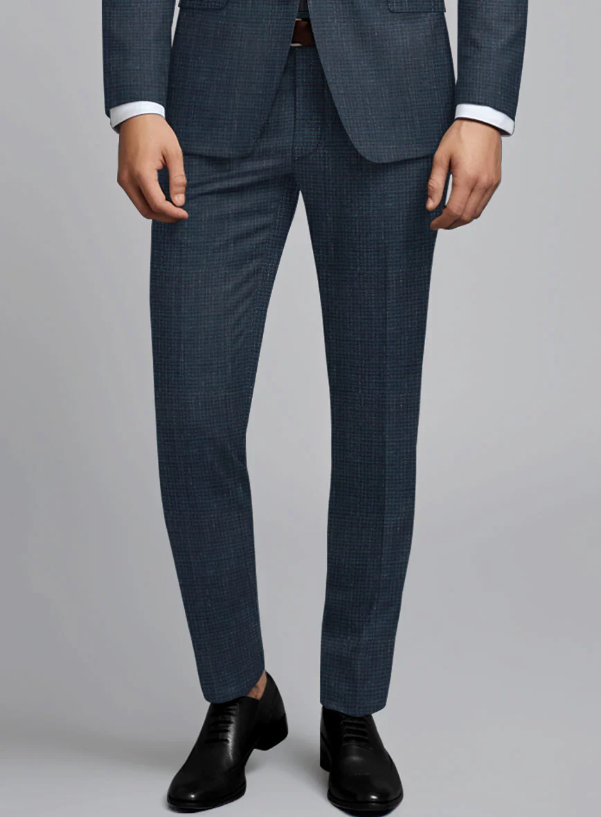 London Loom Dark Blue Abelardo Wool Silk Linen Suit - Image 7