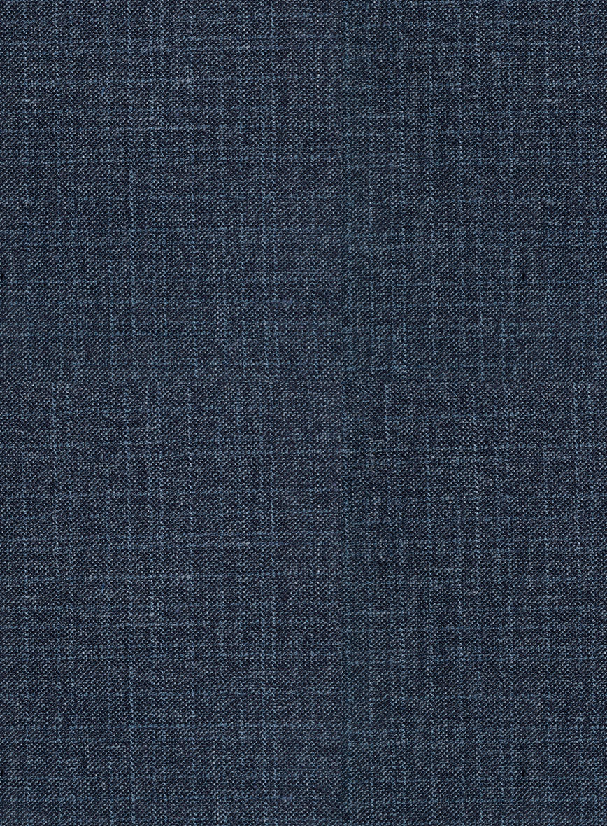 London Loom Dark Blue Eufemia Wool Silk Linen Pants - Image 3
