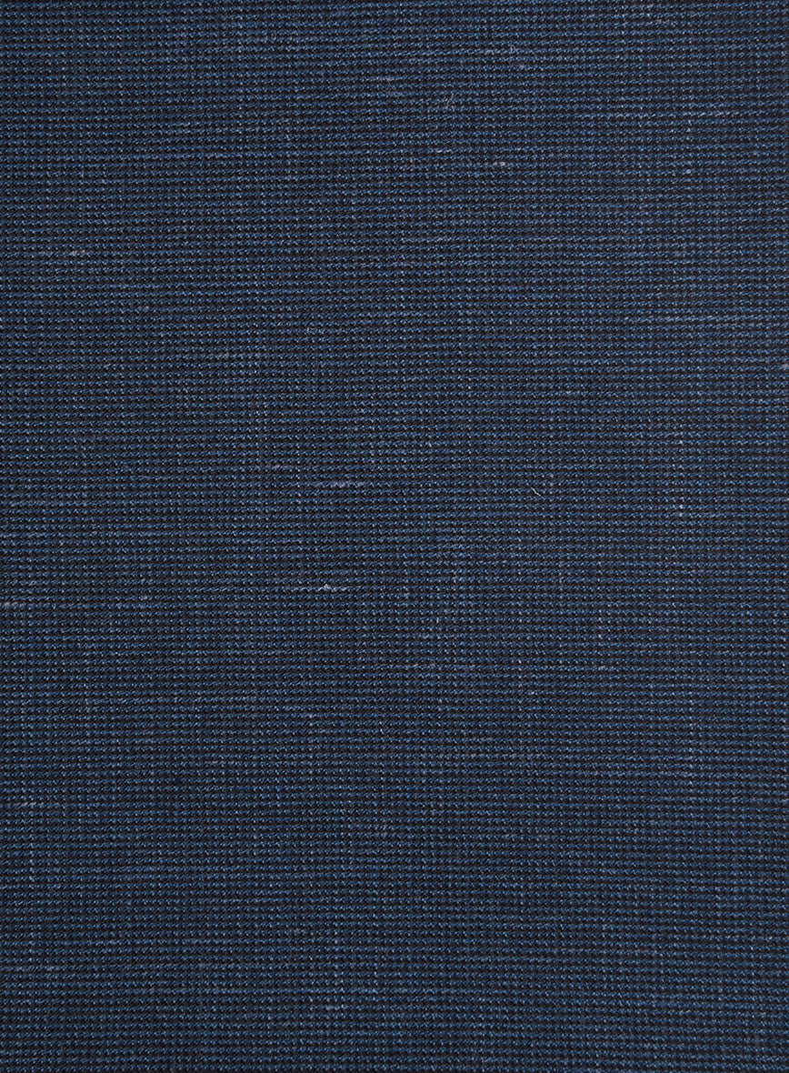 London Loom Dark Blue Nailhead Wool Silk Linen Jacket - Image 4