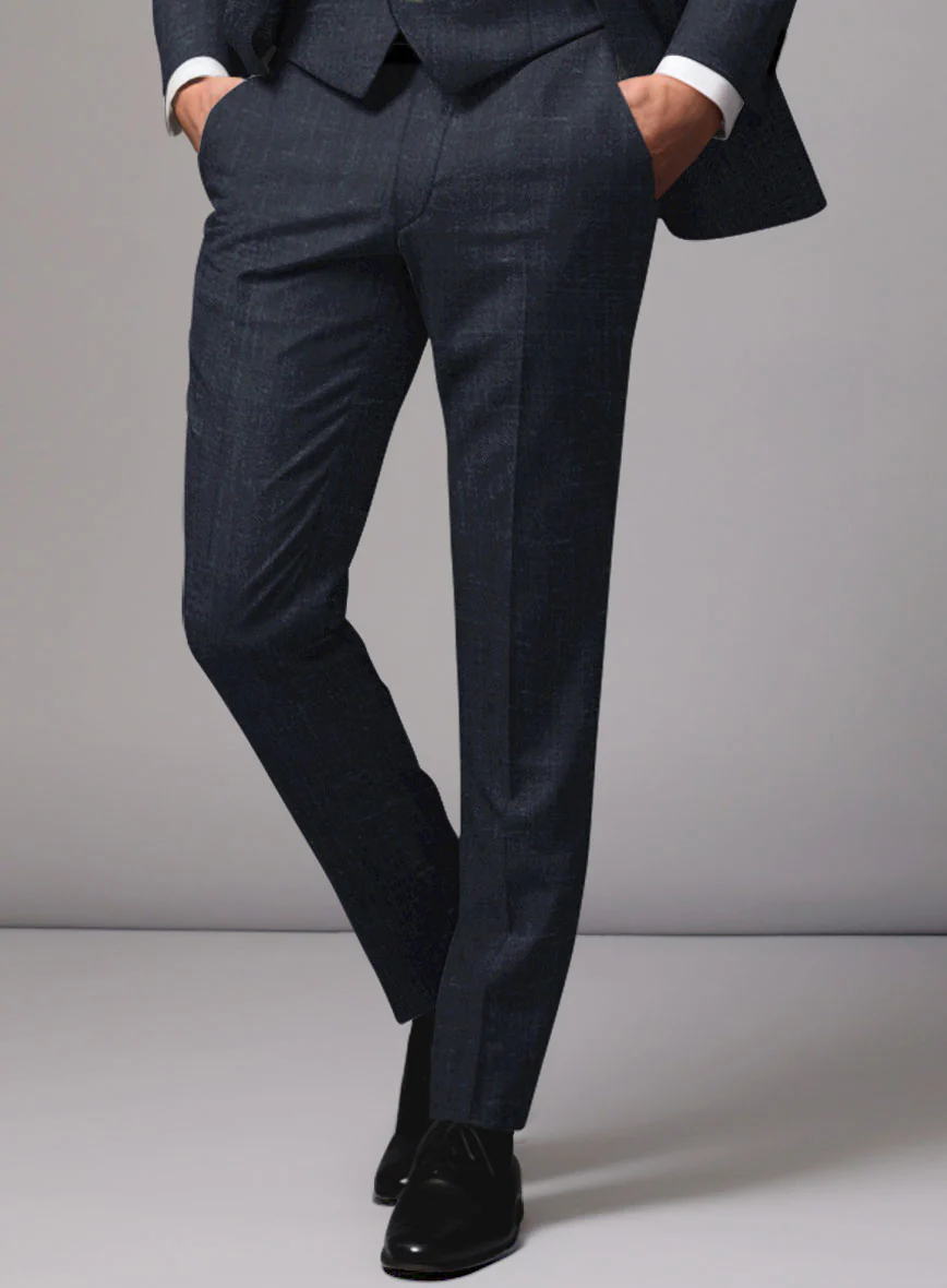 London Loom Dark Blue Twill Wool Silk Linen Suit - Image 7