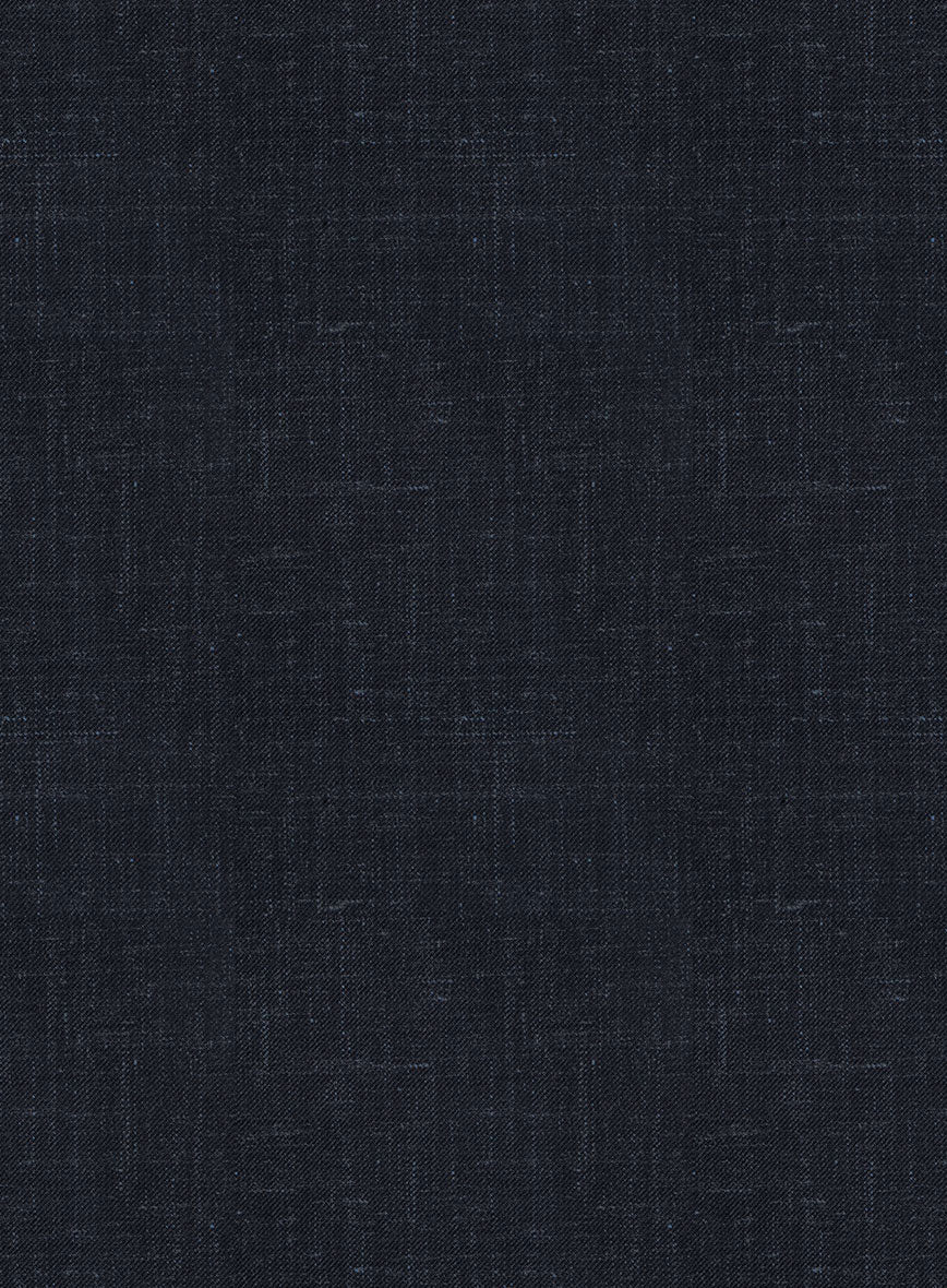 London Loom Dark Blue Twill Wool Silk Linen Suit - Image 8