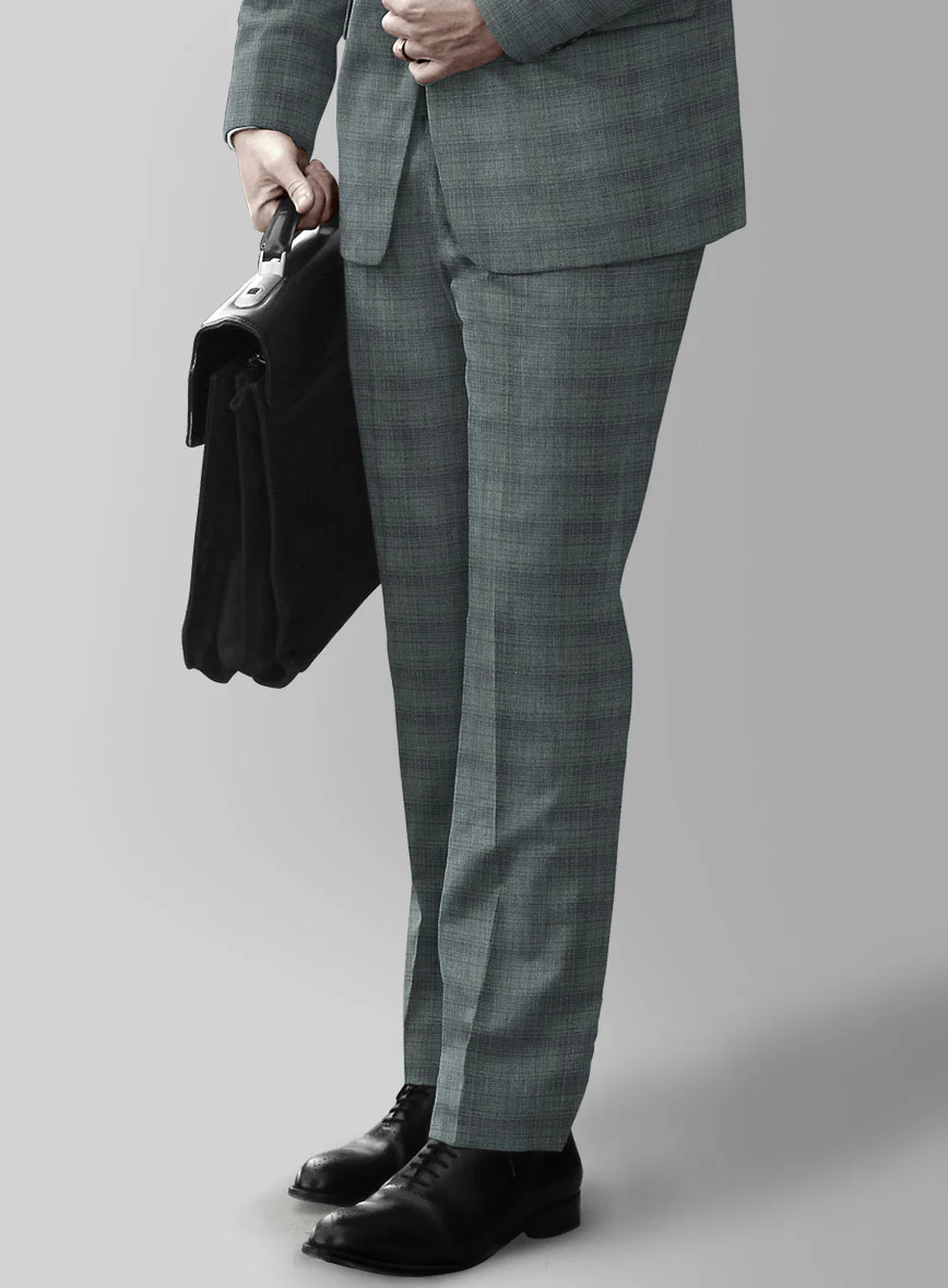 London Loom Gray Blue Bruna Wool Silk Linen Pants - Image 2