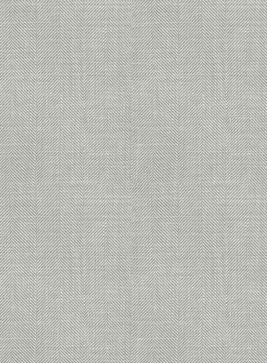London Loom Gray Herringbone Wool Silk Linen Suit - Image 10
