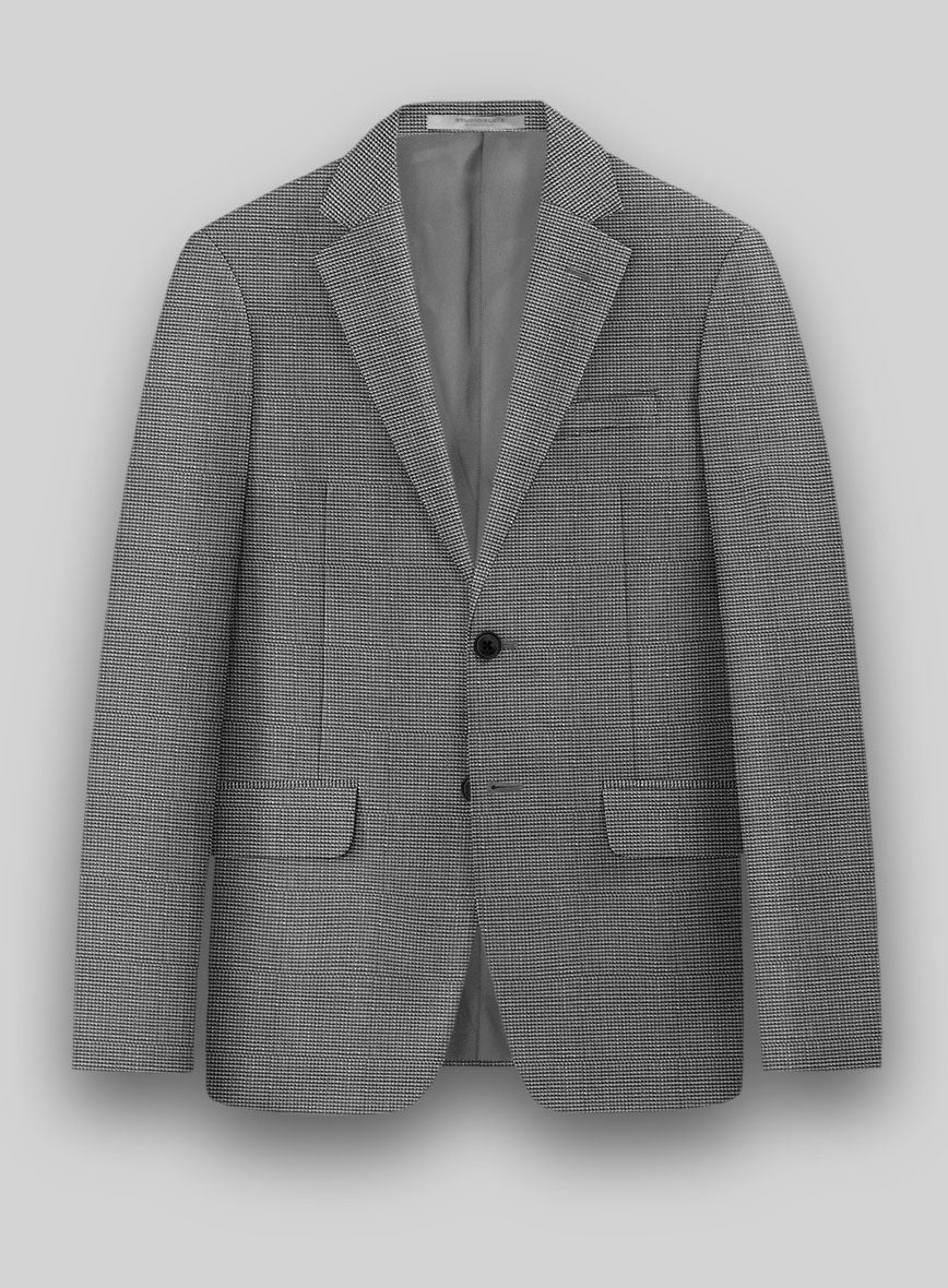 London Loom Gray Nailhead Wool Silk Linen Jacket