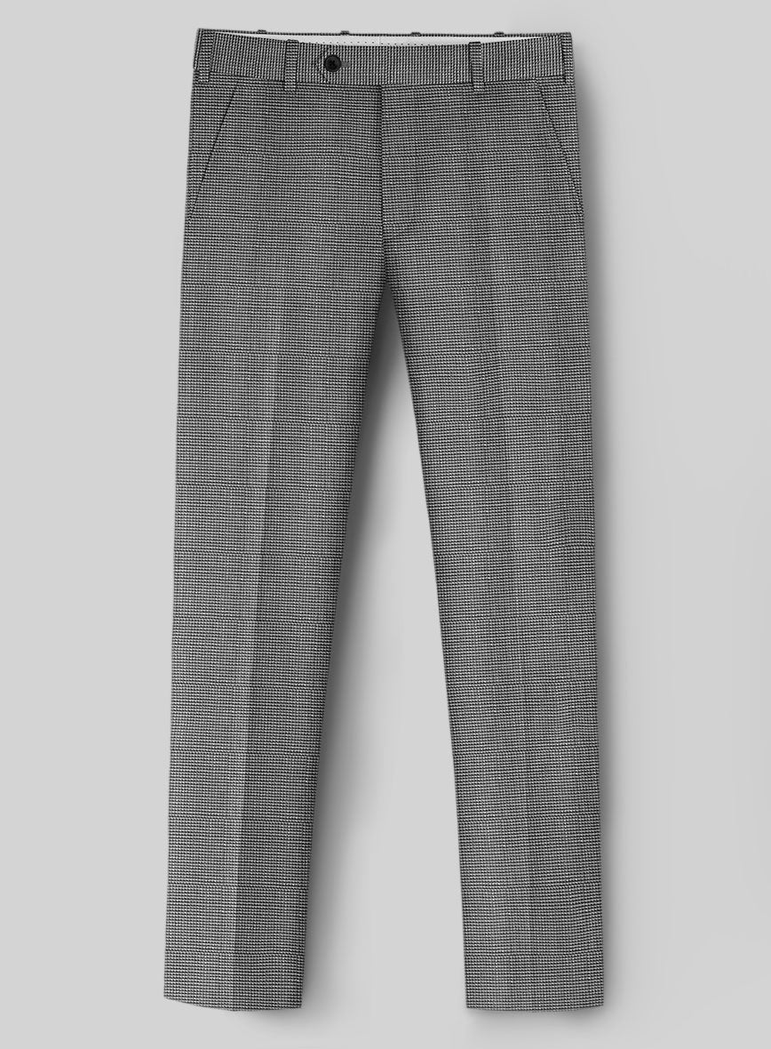 London Loom Gray Nailhead Wool Silk Linen Pants