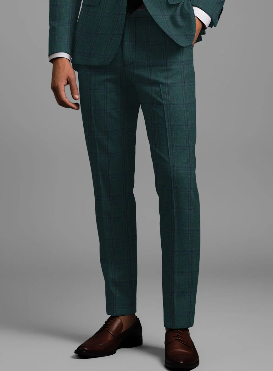 London Loom Green Check Wool Silk Linen Suit - Image 7