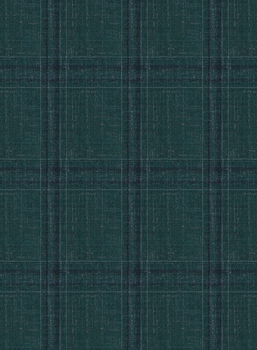 London Loom Green Check Wool Silk Linen Suit - Image 8