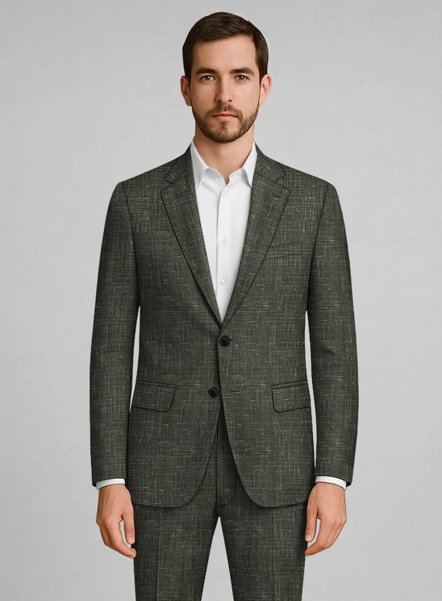 London Loom Green Kaelvo Wool Linen Jacket - Image 2