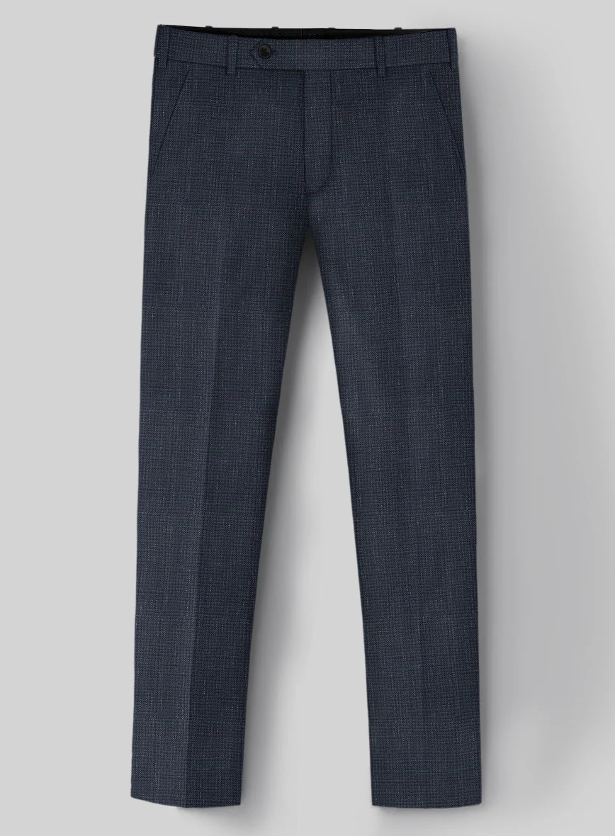 London Loom Navy Blue Abelardo Wool Silk Linen Pants