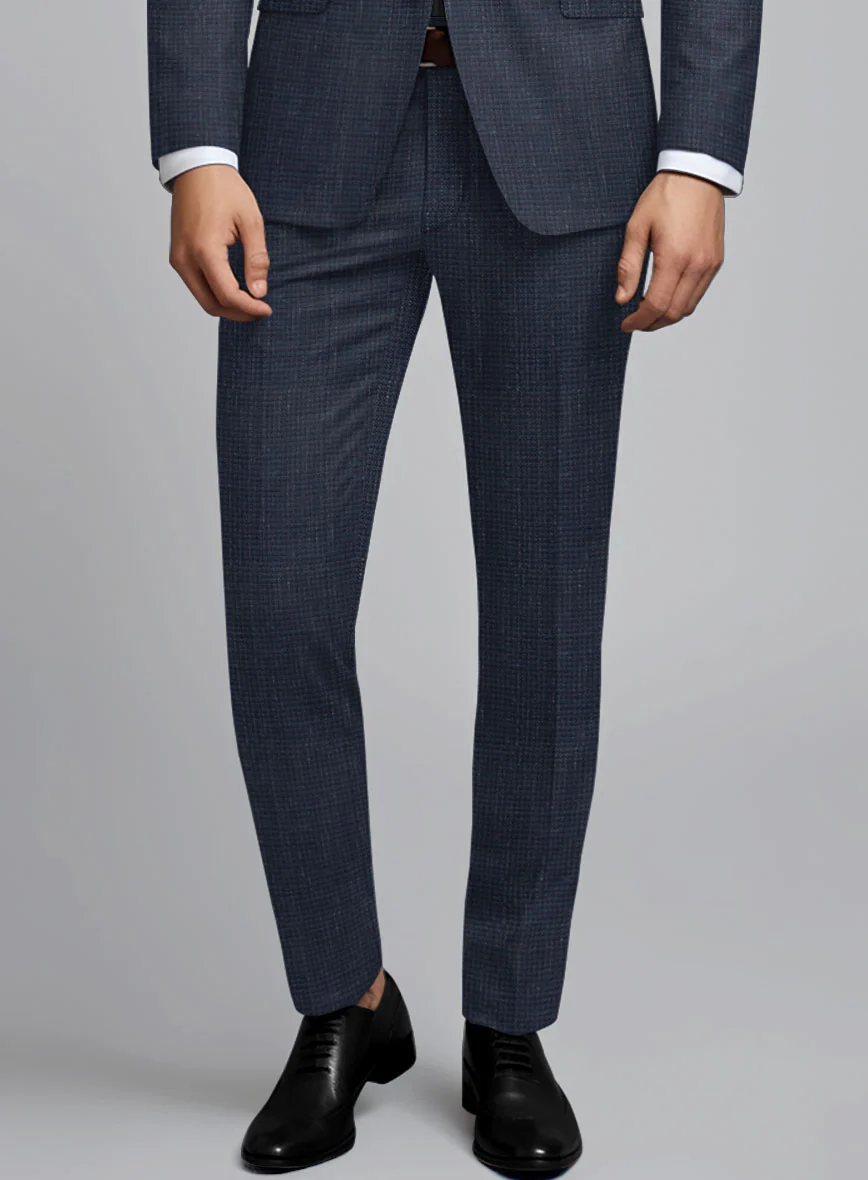 London Loom Navy Blue Abelardo Wool Silk Linen Suit - Image 6