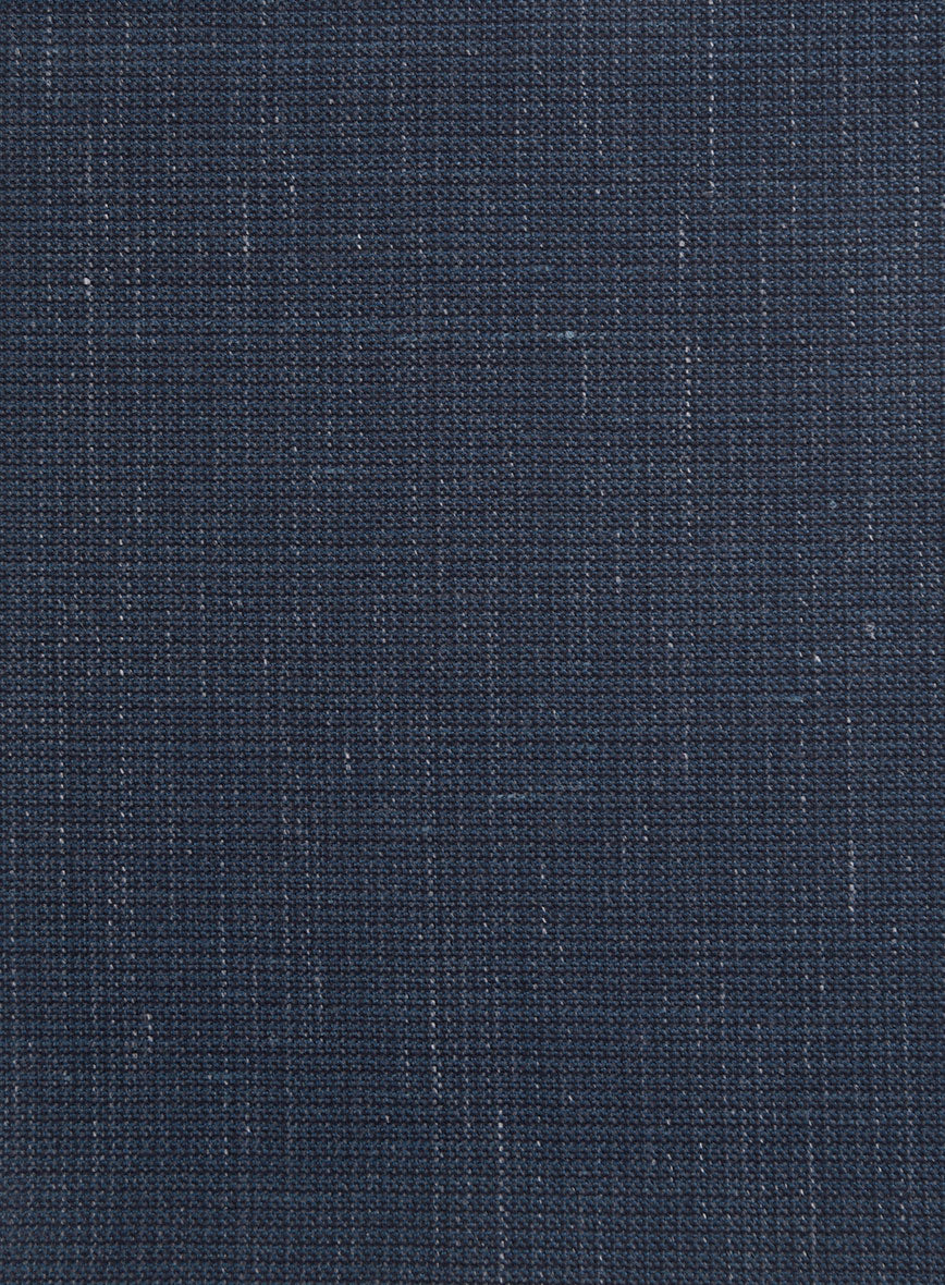 London Loom Navy Blue Abelardo Wool Silk Linen Suit - Image 8