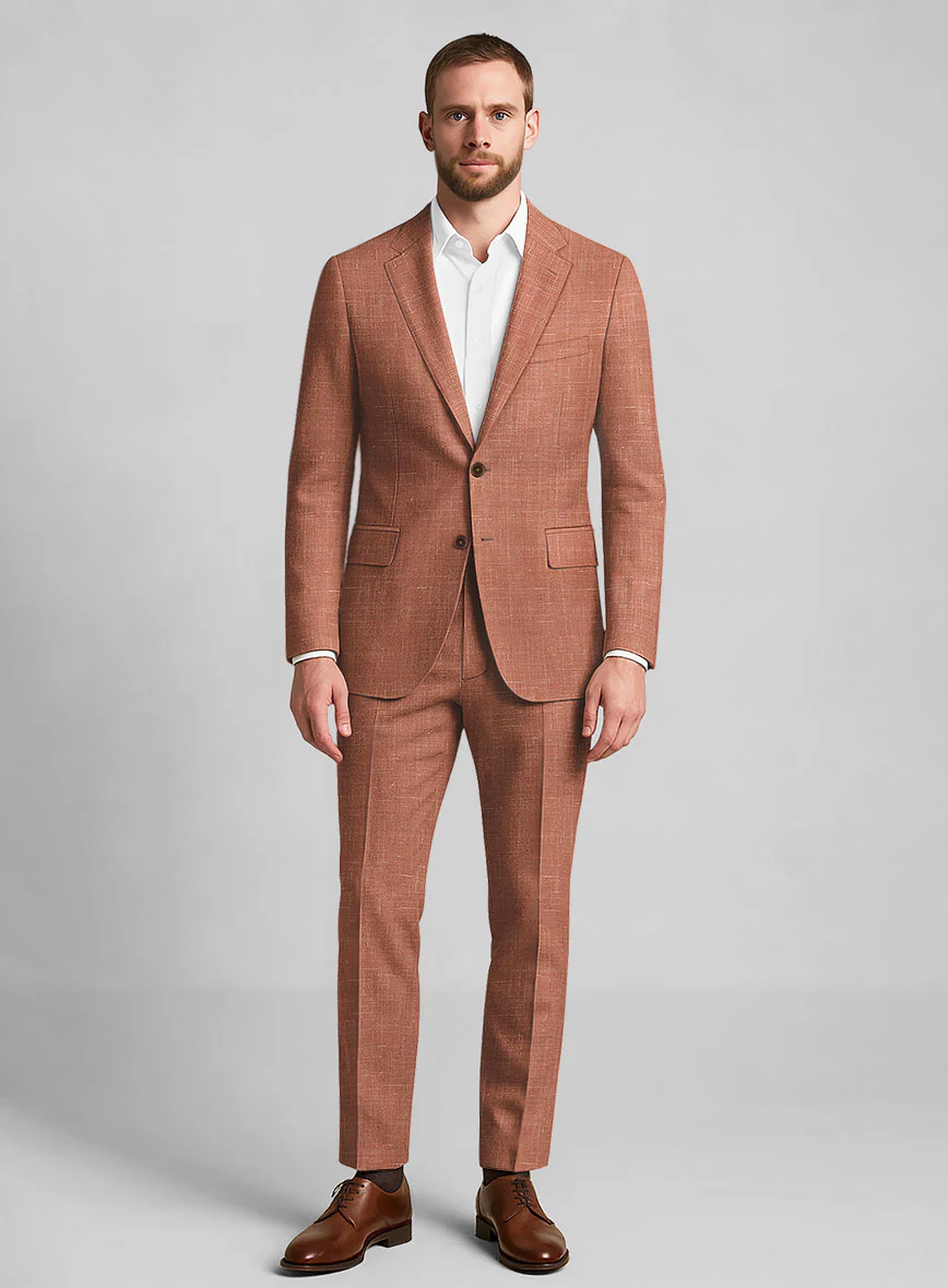 London Loom Orange Rust Travin Wool Linen Suit