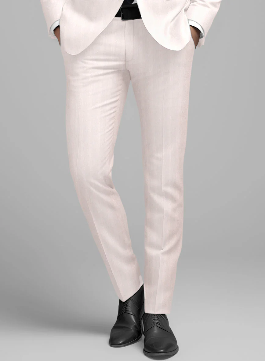 London Loom Pink Herringbone Wool Silk Linen Suit - Image 8