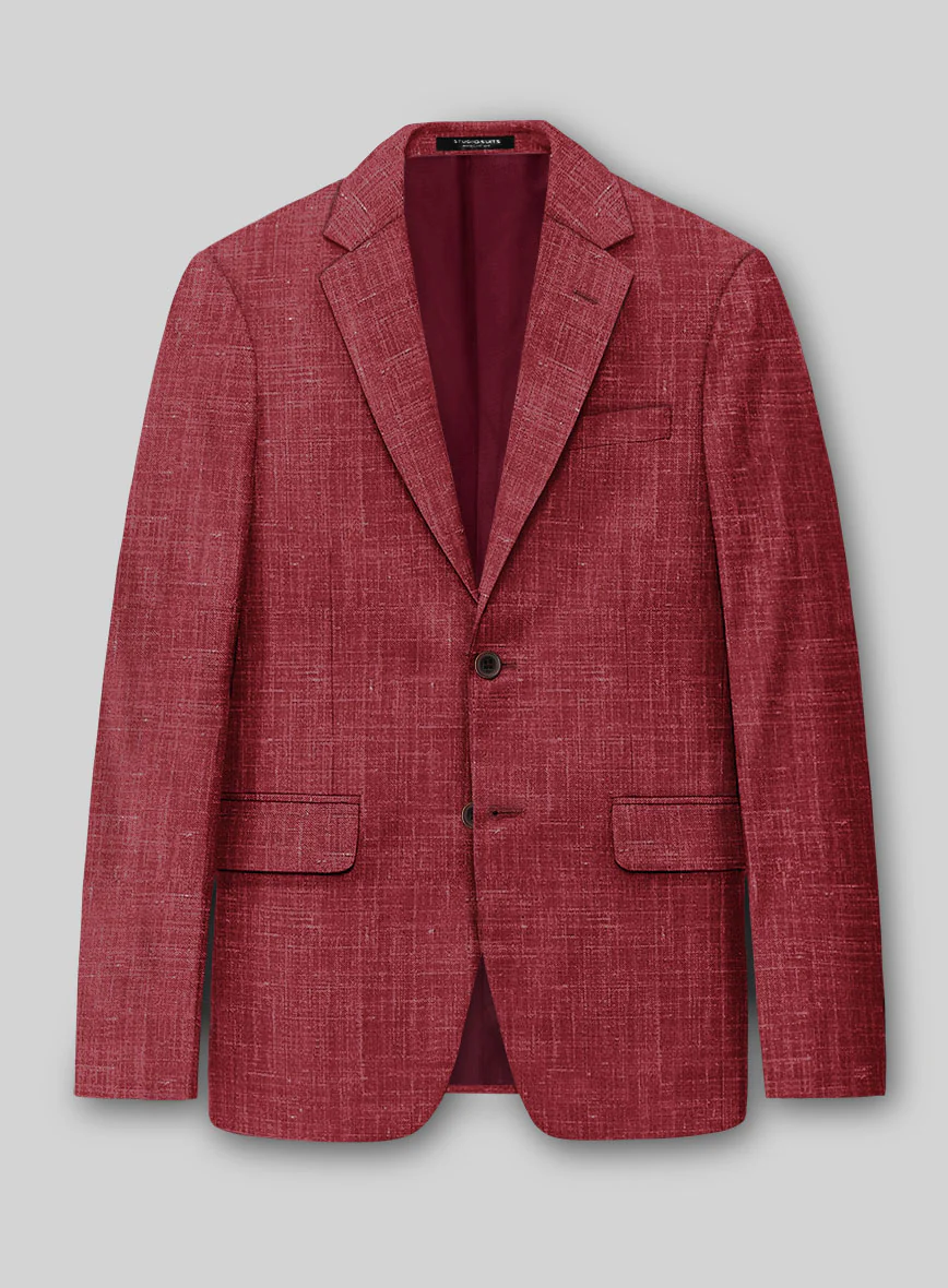 London Loom Red Enravo Wool Linen Jacket