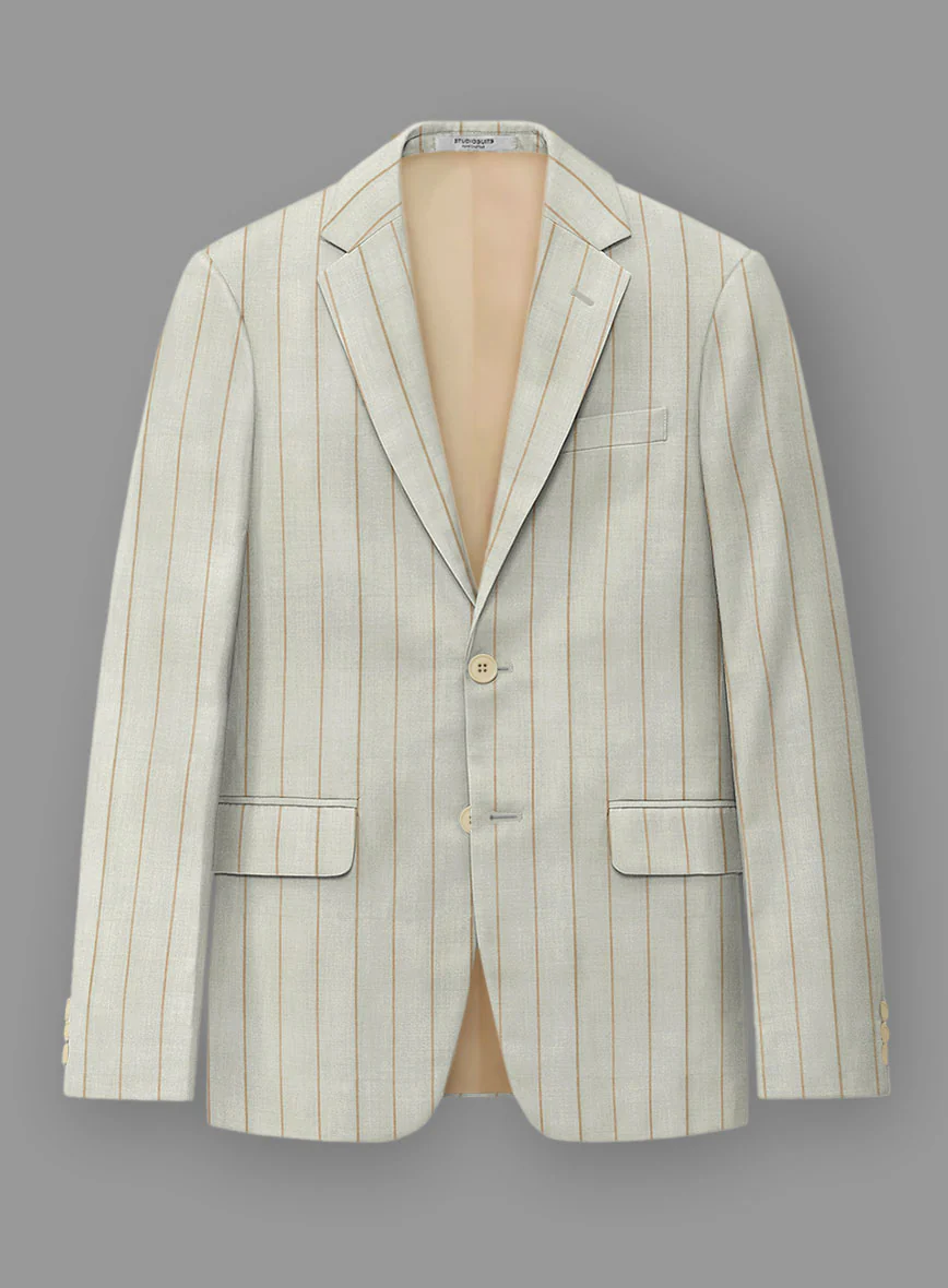 London Loom Stone Fawn Wool Silk Linen Jacket