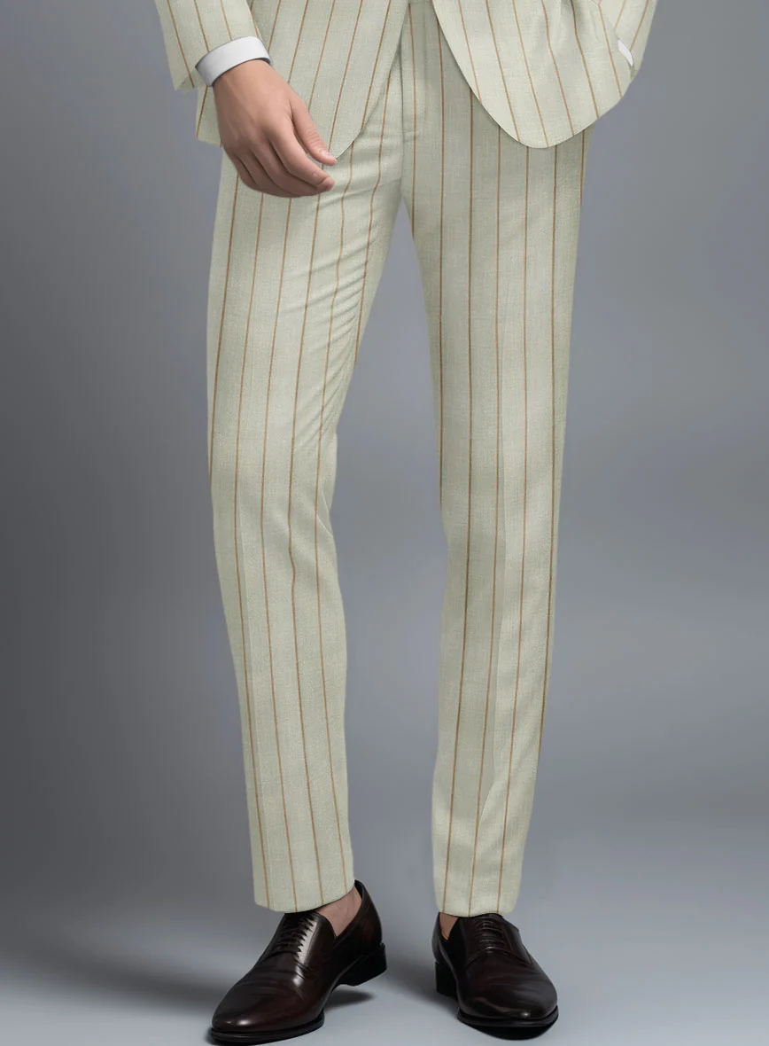 London Loom Stone Fawn Wool Silk Linen Pants - Image 2