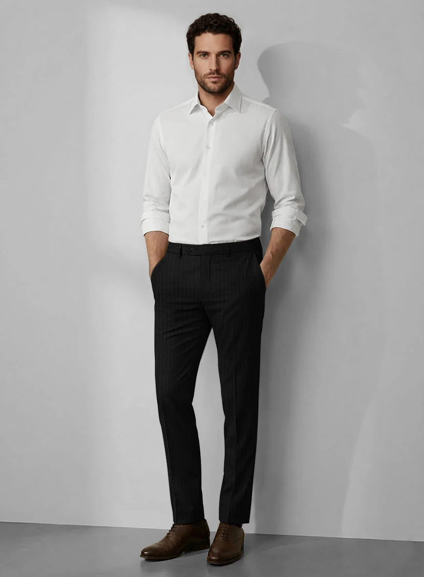 Loro Piana Zelander Black Self Stripe Wool Suit - Image 6
