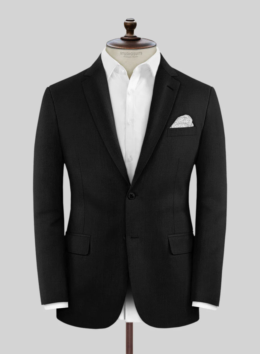 Marco Stretch Deep Black Wool Suit - Image 3