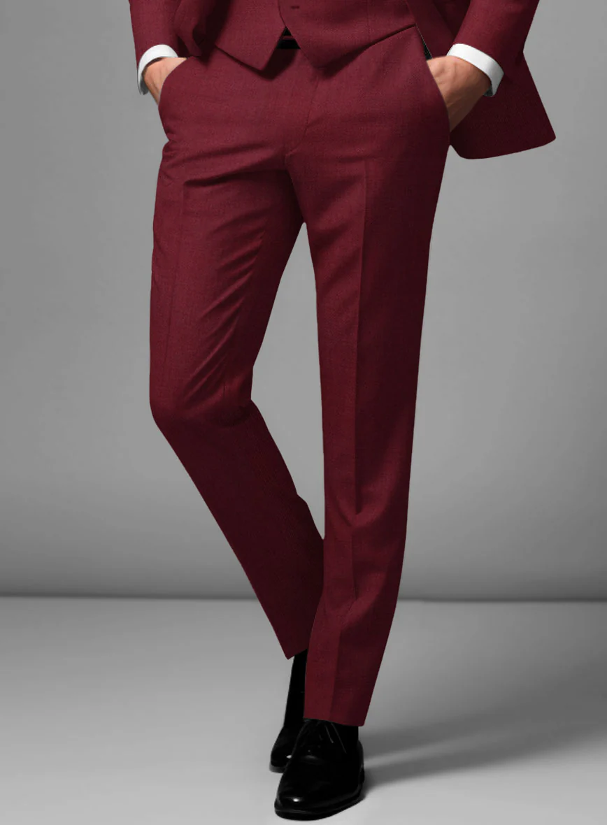 Marco Stretch Maroon Wool Pants - Image 2