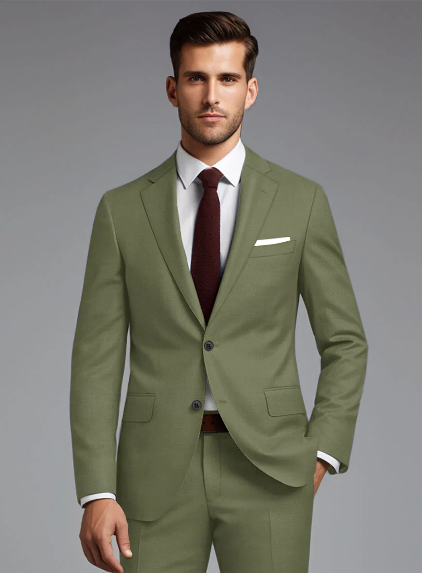 Marco Stretch Moss Green Wool Jacket - Image 2