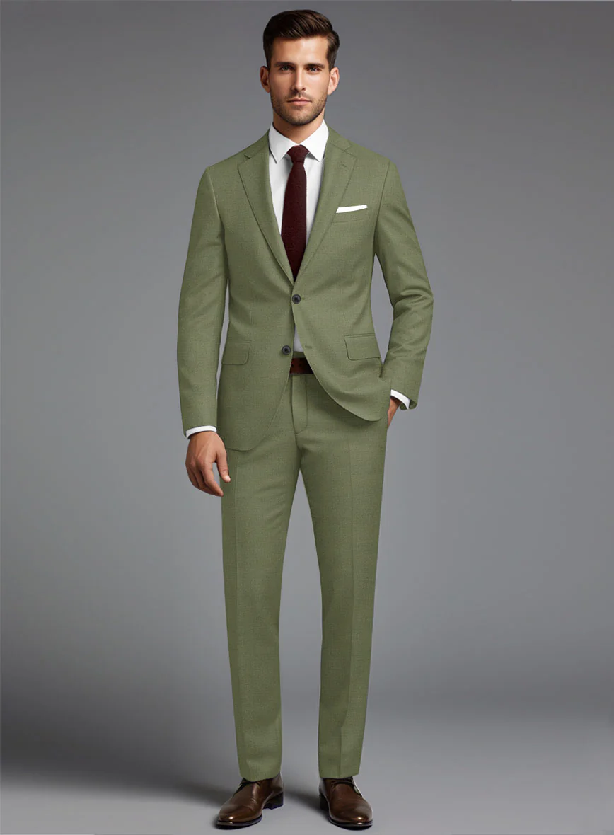 Marco Stretch Moss Green Wool Suit - Image 2