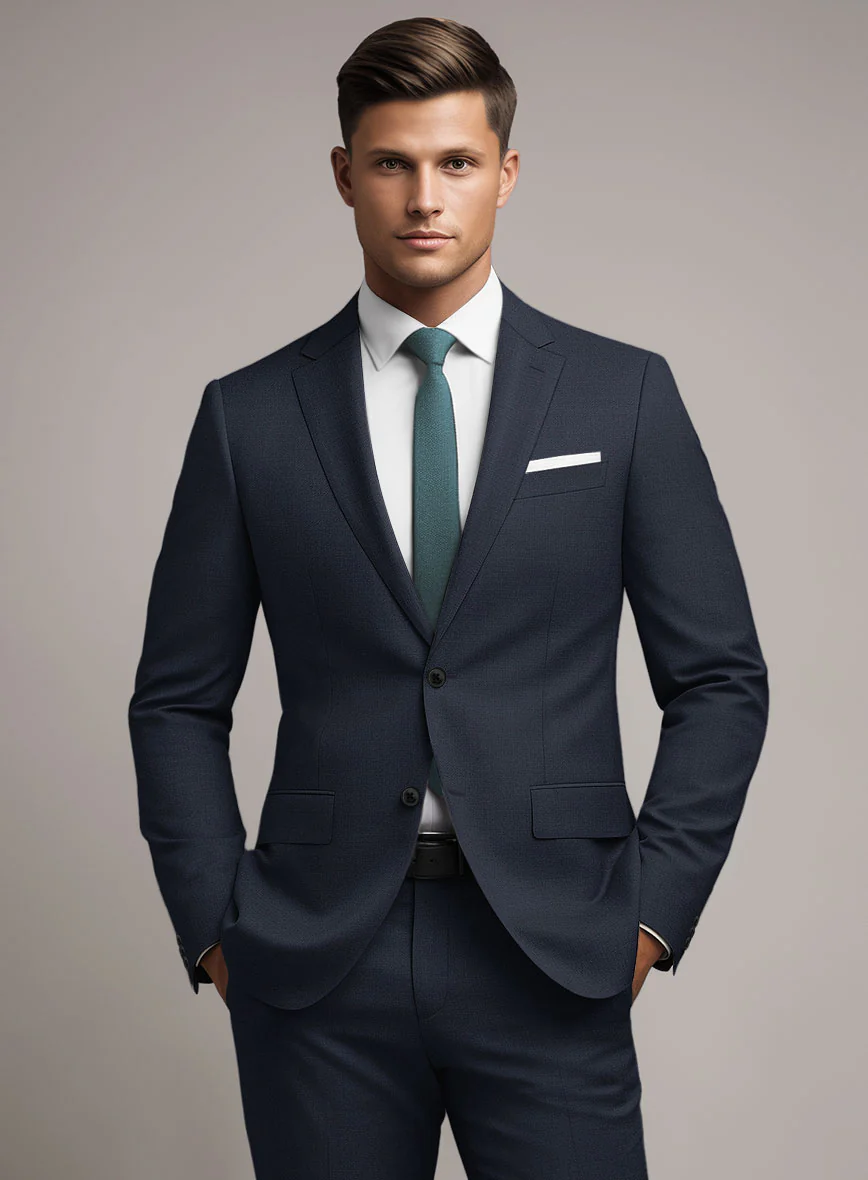 Marco Stretch Navy Blue Wool Suit - Image 4