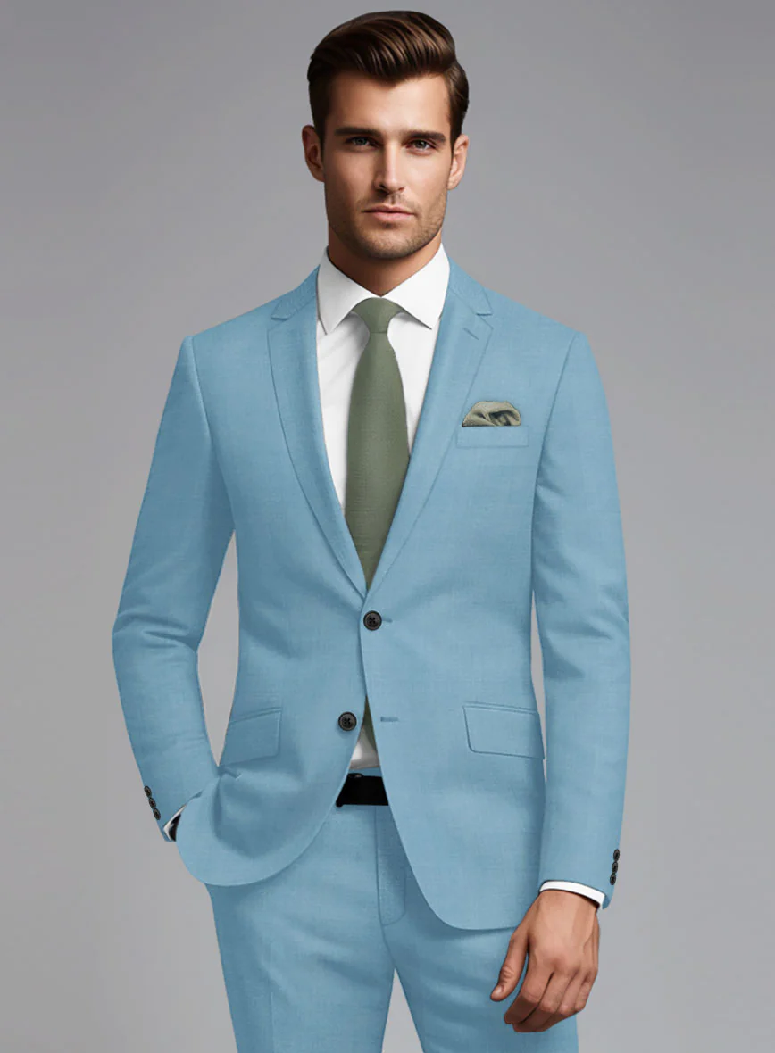 Marco Stretch Pastel Blue Wool Jacket - Image 2