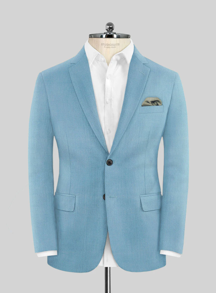 Marco Stretch Pastel Blue Wool Suit - Image 3