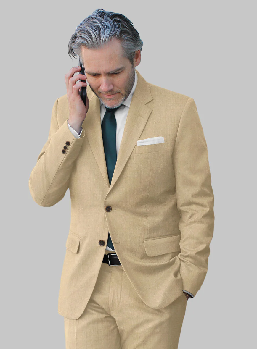 Marco Stretch Tan Wool Jacket - Image 2