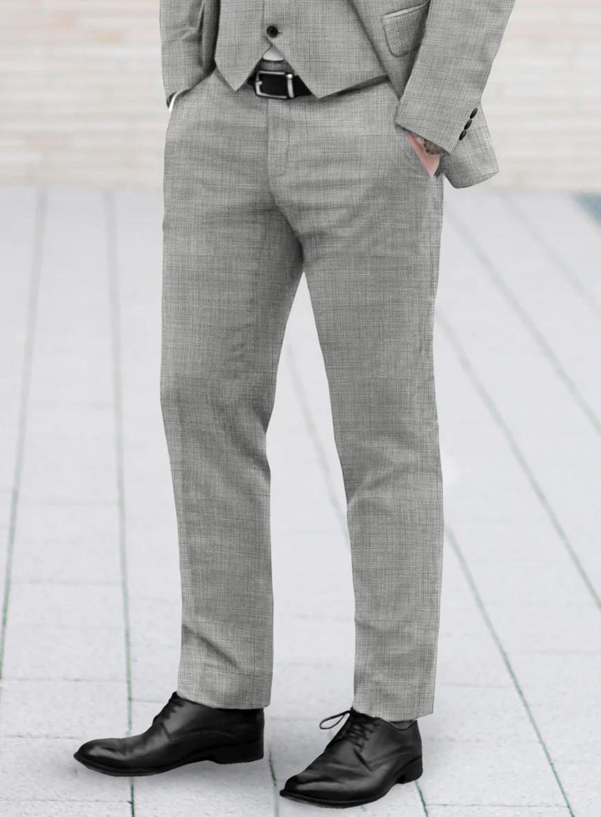 Marco Stretch Worsted Light Gray Wool Pants - Image 2
